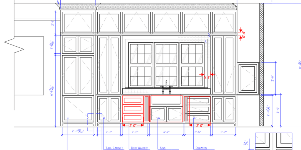 blue print of kitchen cabinets