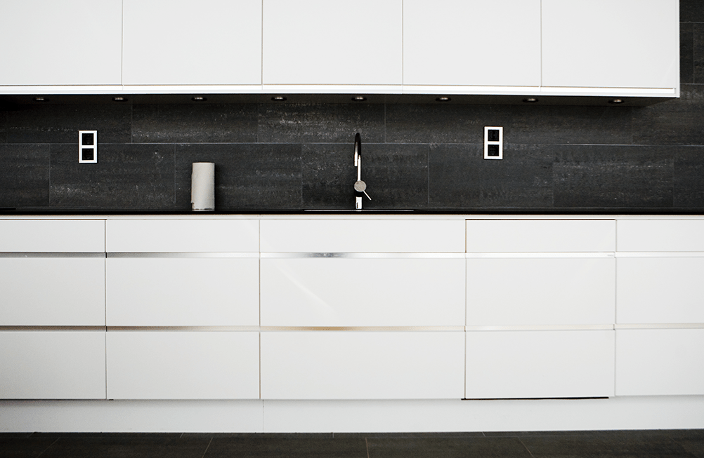 white custom made cabinets